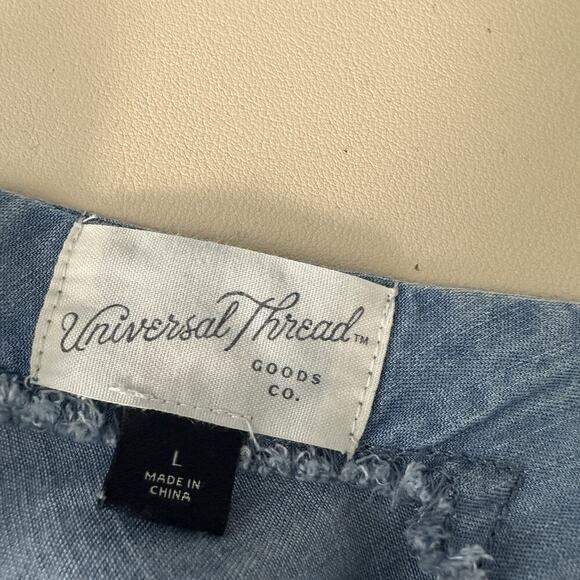 Universal Thread Chambray Midi Maxi Dress Womens L Blue Belted Strappy Y2K - Picture 11 of 13